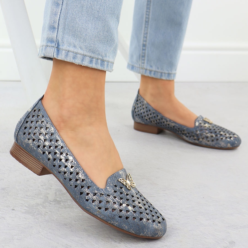 Sapatos Openwork Women com saltos baixos azul M. Daszyński SA222-3 2 Sapatos Openwork Women com saltos baixos azul M. Daszyński SA222-3 2