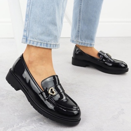 S.Barski Moccasins Sapatos lacados femininos Black S. Barski Hy51-379 preto 2