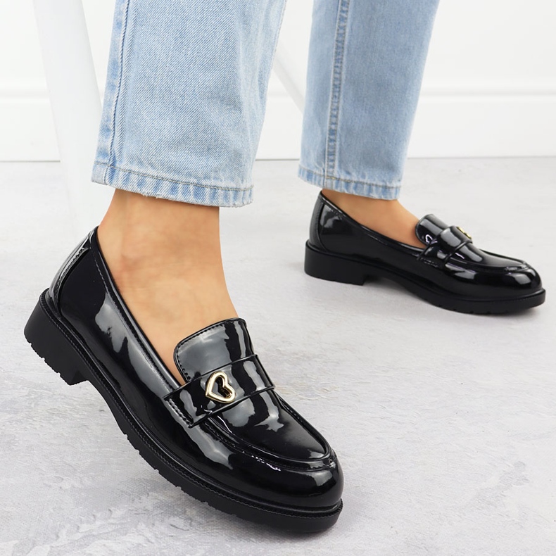 S.Barski Moccasins Sapatos lacados femininos Black S. Barski Hy51-379 preto 2