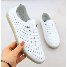 Sapatos de couro aberto feminino escorregou Filippo DP6140 branco 2