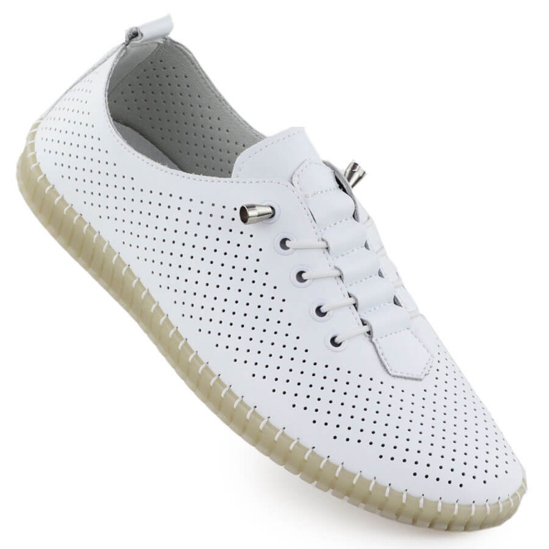 Sapatos de couro aberto feminino escorregou Filippo DP6140 branco 1