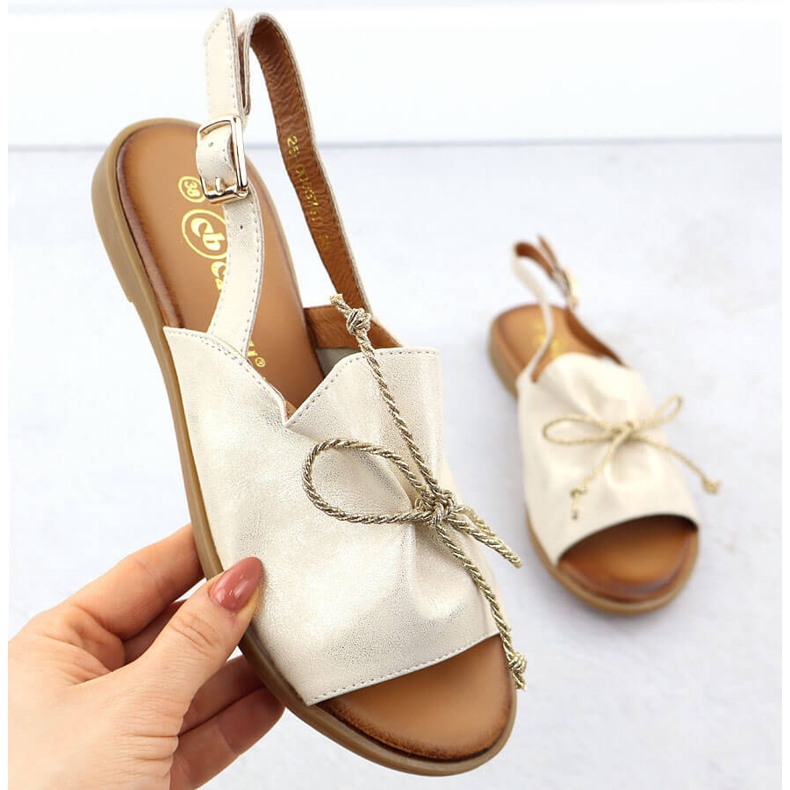 Cambell Sandálias de couro feminino Camell SZ00657 dourado 1