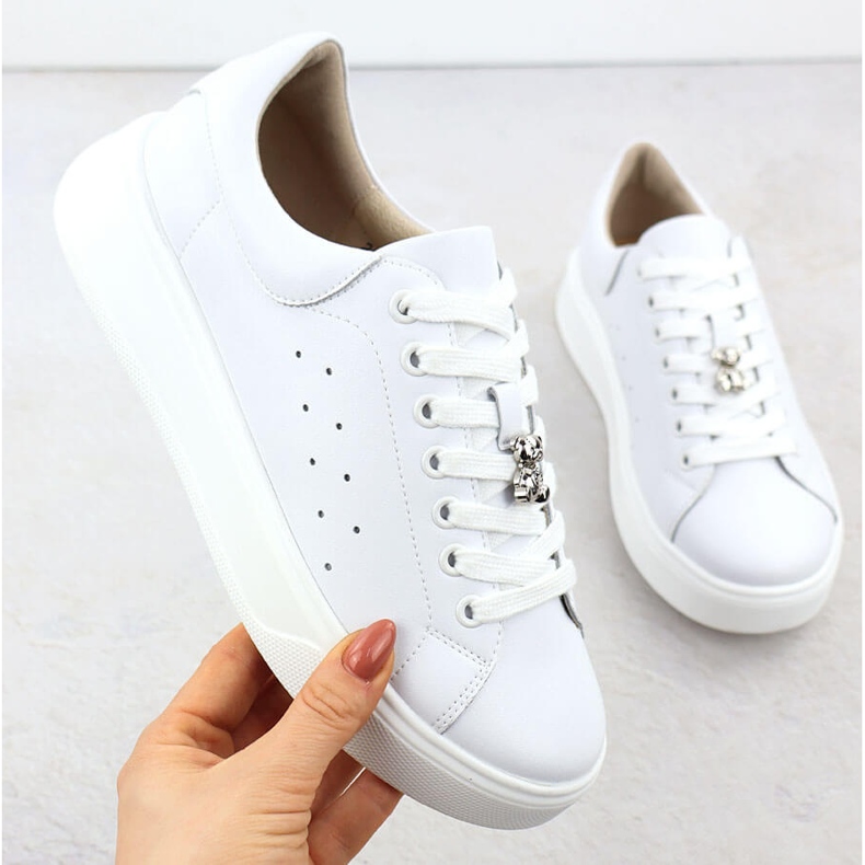 Cambell Sapatos de couro feminino com białe camell sz00635 urso de pelúcia branco 1