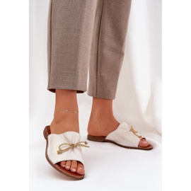 Flip de couro plano de couro com um arco Lewski 3572 Zloty limpou dourado 2