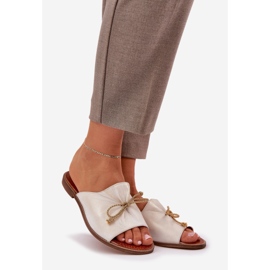 Flip de couro plano de couro com um arco Lewski 3572 Zloty limpou dourado 1