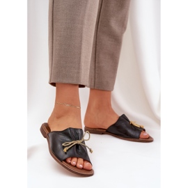 Flip de couro elegante de couro com um arco Lewski 3572 Black preto 2