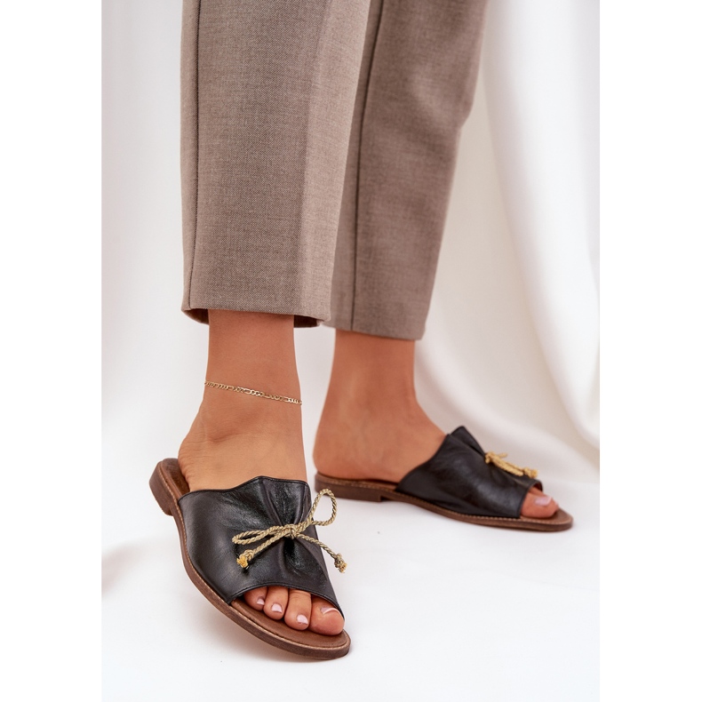 Flip de couro elegante de couro com um arco Lewski 3572 Black preto 2