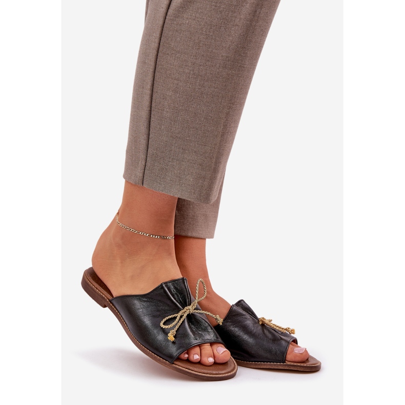 Flip de couro elegante de couro com um arco Lewski 3572 Black preto 1