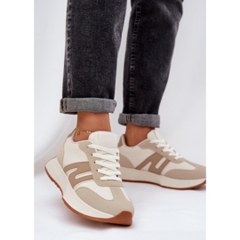 Calçado desportivo feminino na plataforma, bege 2