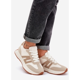 Calçado desportivo feminino na plataforma, bege 1