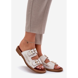 Chinelos lisos de couro com zazoo 3020 zloty zloty dourado 1