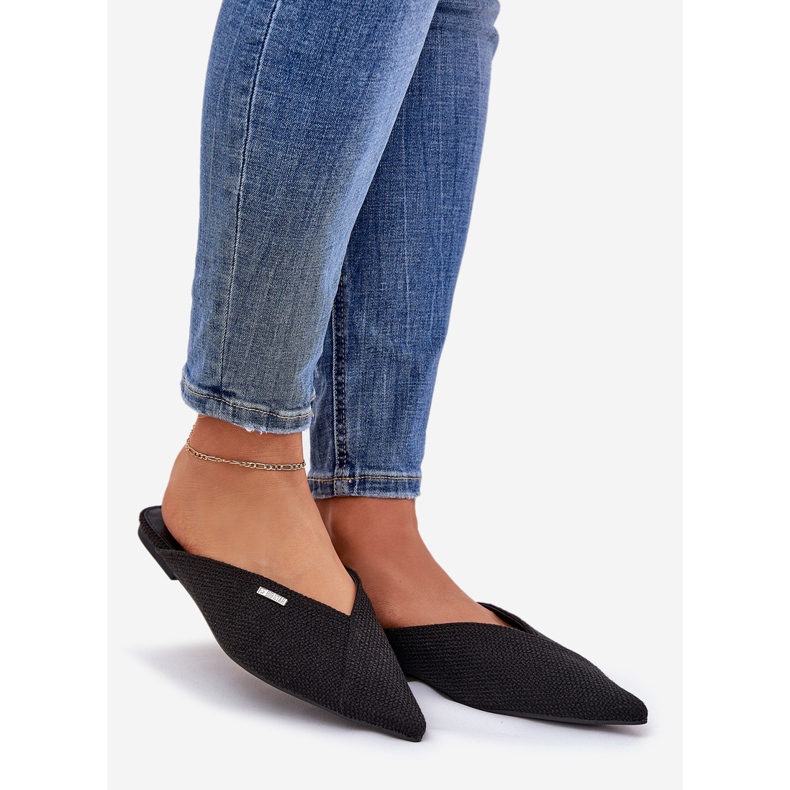 Big Star Chinelos femininos com dedos pontudos de grande estrela rr274210 preto 1