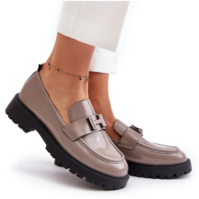 Vinceza Varnished Momen's Loapers 62187 Beige-cinza bege 5