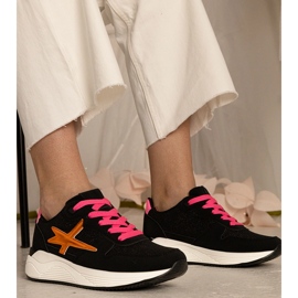 Esportes femininos de tênis negros com brilho preto 1