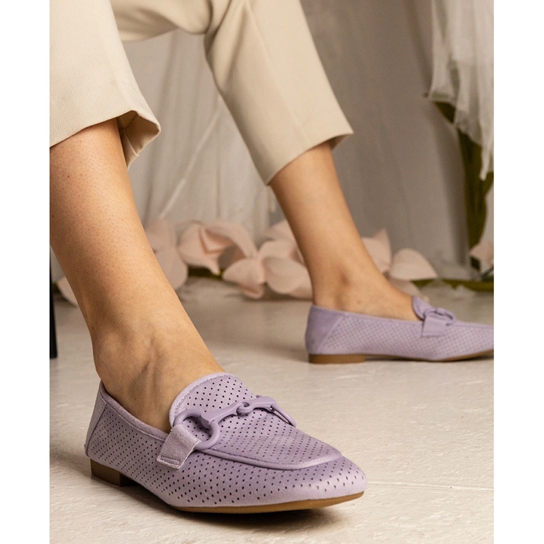 Violet Women's Openwork Supotos com um ornamento roxo 1