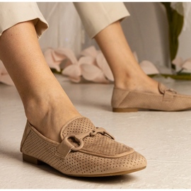 Brown Women's Openwork Supotos com um ornamento castanho 1 Brown Women's Openwork Supotos com um ornamento castanho 1