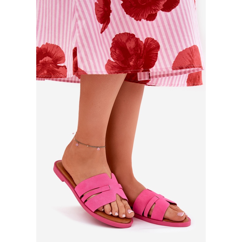 Chinelos de mulheres lisos com grama com recutas de fúcsia ecológicas rosa 1 Chinelos de mulheres lisos com grama com recutas de fúcsia ecológicas rosa 1