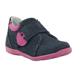 Sapatos de menina com bolinhas Ren But 1476 azul marinho rosa azul branco 1