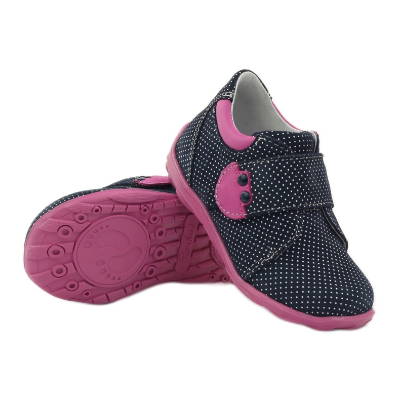 Sapatos de menina com bolinhas Ren But 1476 azul marinho rosa azul branco 3