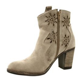 Olivier Botas de couro feminino de abertura de abertura bege 2