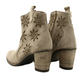 Olivier Botas de couro feminino de abertura de abertura bege 5