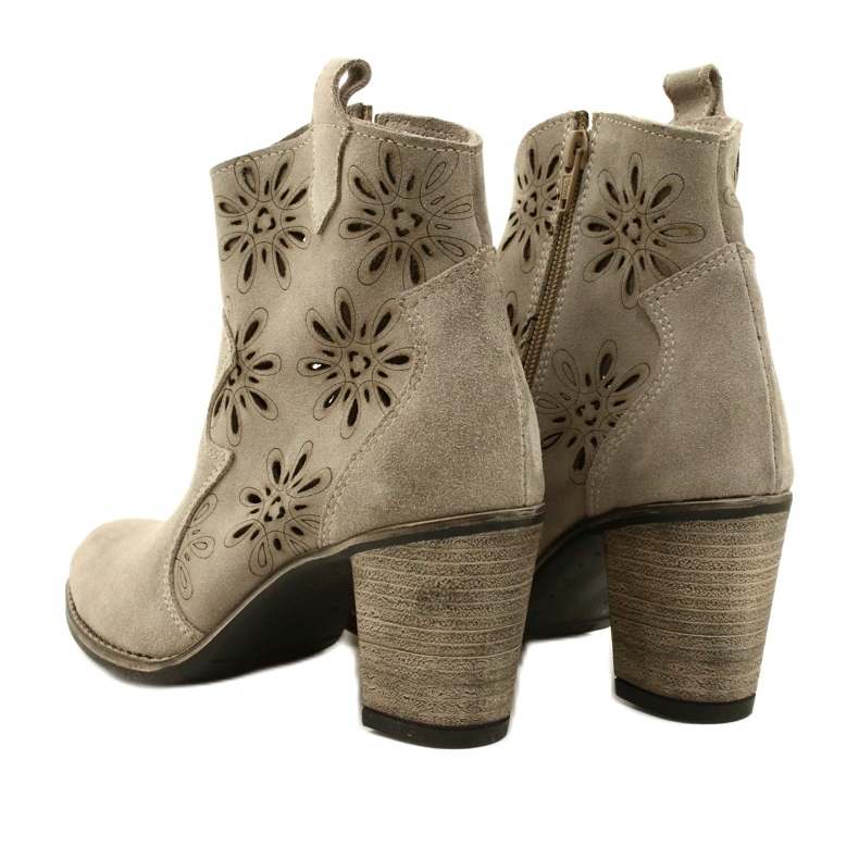 Olivier Botas de couro feminino de abertura de abertura bege 5