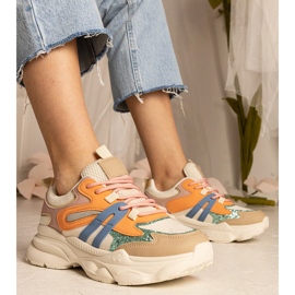 Tênis esportivos femininos laranja com glitter 1
