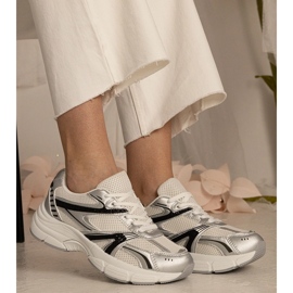 Esportes femininos de tênis de prata com brilho 2