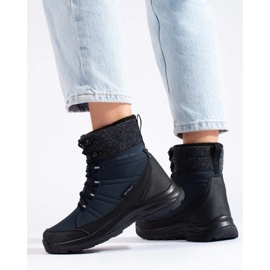 Botas de neve de mulher DK azul marinho com atacadores preto 1