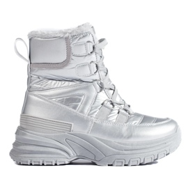 W. Potocki Botas de neve de mulher prateadas com pelo Potocki prata 2