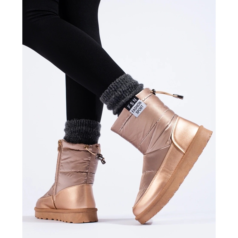 W. Potocki Botas de neve Potocki de mulher com cano baixo, dourado 1