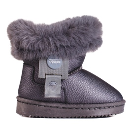 Botas de neve de menina cinzentas com pelo cinza 1 Botas de neve de menina cinzentas com pelo cinza 1