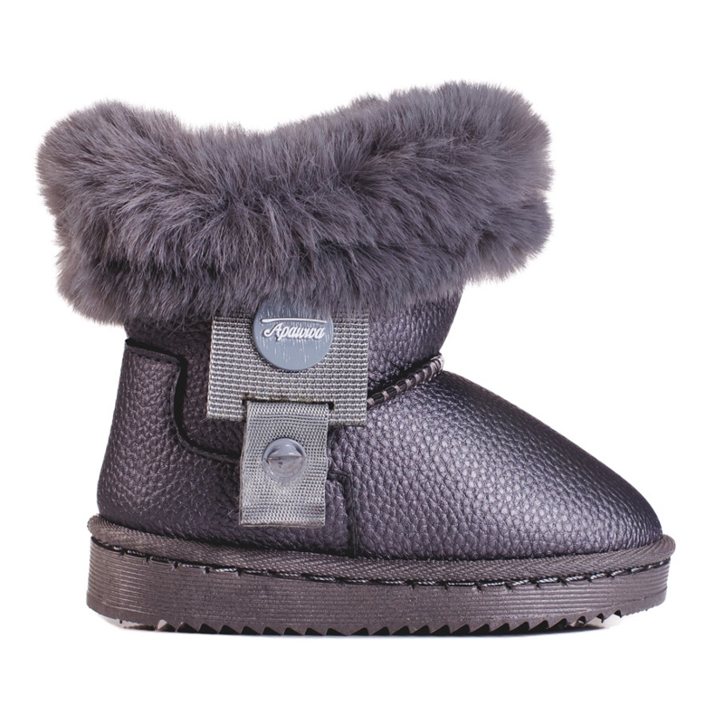 Botas de neve de menina cinzentas com pelo cinza 1 Botas de neve de menina cinzentas com pelo cinza 1