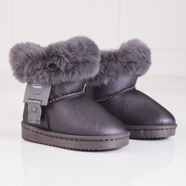 Botas de neve de menina cinzentas com pelo cinza 2