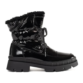 Botas de neve pretas de mulher com pelo preto 1