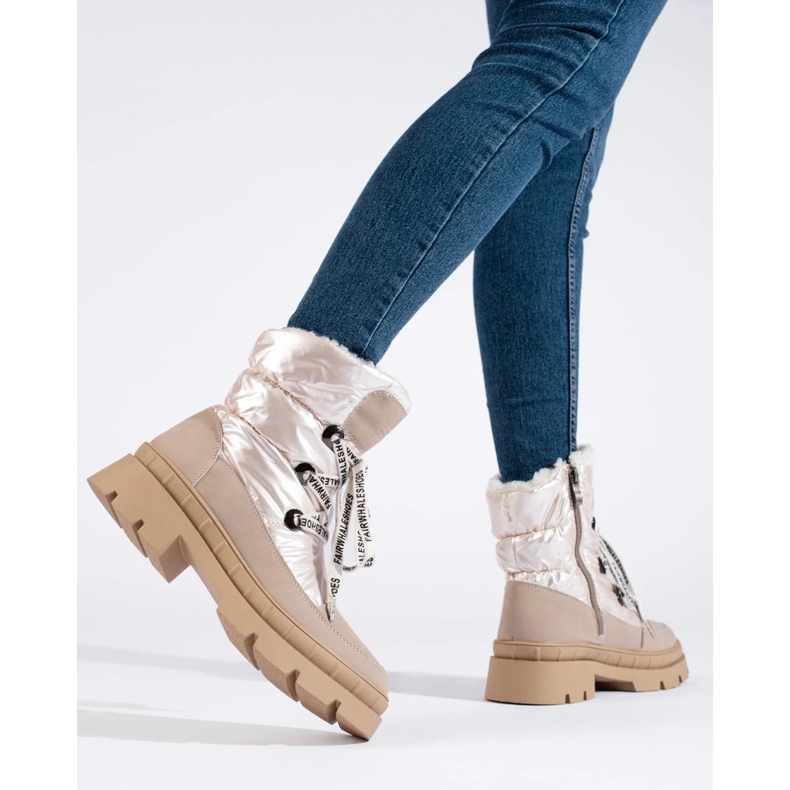 Botas de neve de senhora bege com pelo 2 Botas de neve de senhora bege com pelo 2