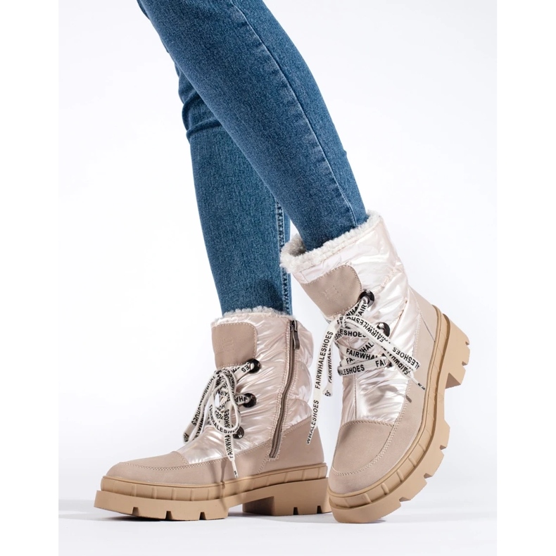 Botas de neve de senhora bege com pelo 1 Botas de neve de senhora bege com pelo 1