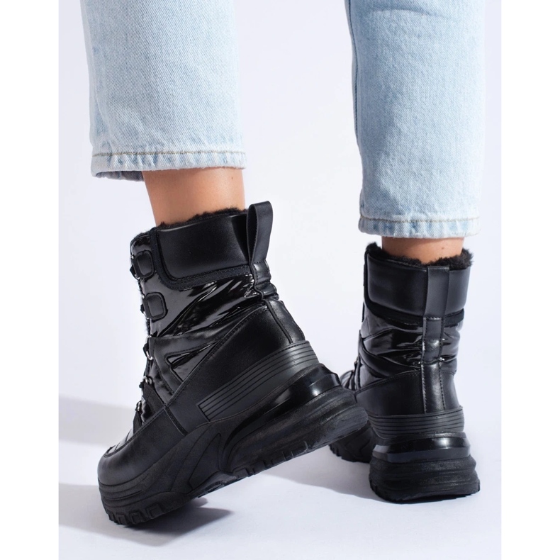 W. Potocki Botas de neve para mulher negra com pelo Potocki preto 1