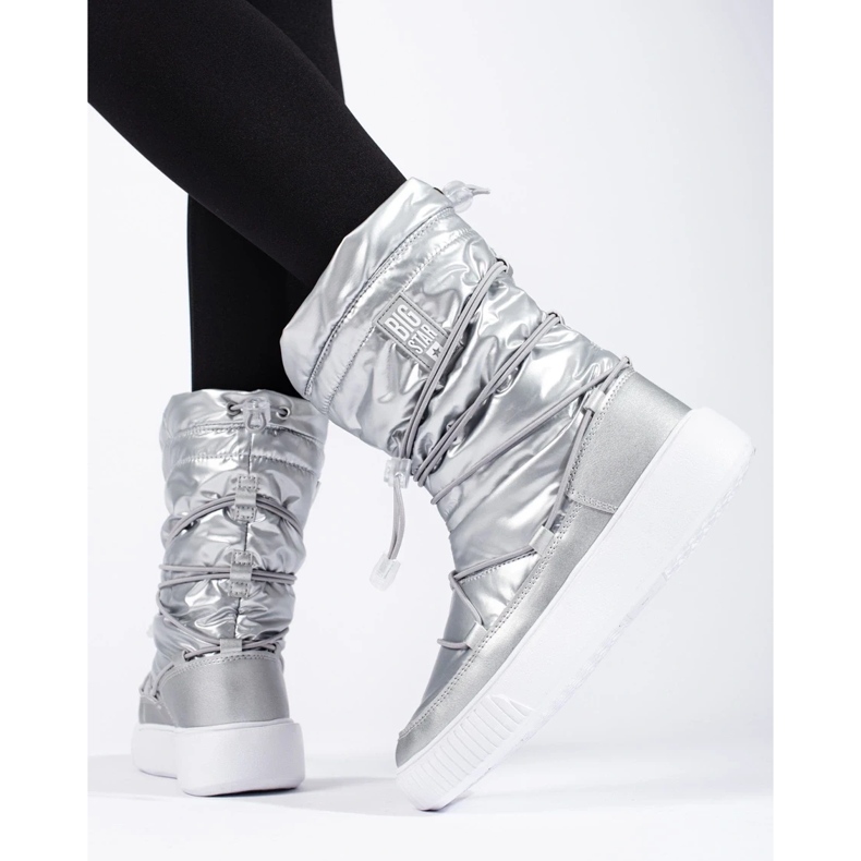 Botas de neve femininas com isolamento prateado Big Star KK274195 prata 2