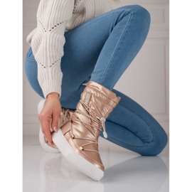 Botas de neve com isolamento dourado para mulher Big Star KK274194 rosa 2