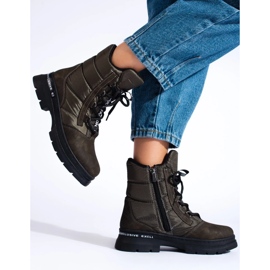 Botas de neve de mulher com atacadores verde 2