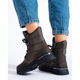 Botas de neve de mulher com atacadores verde 1