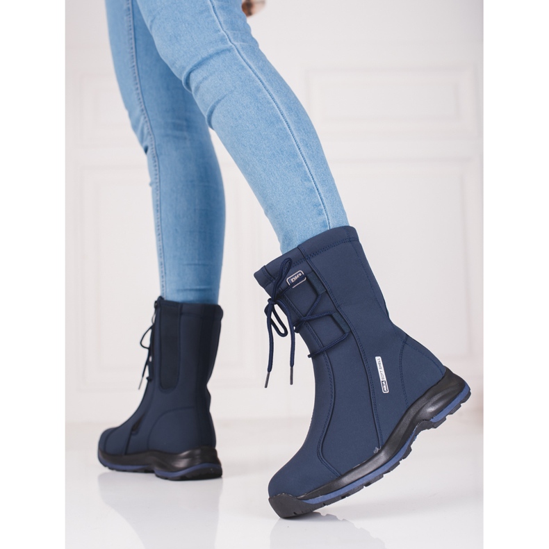 Sapatos de trekking de mulher com casaco de pele de carneiro DK azul 2