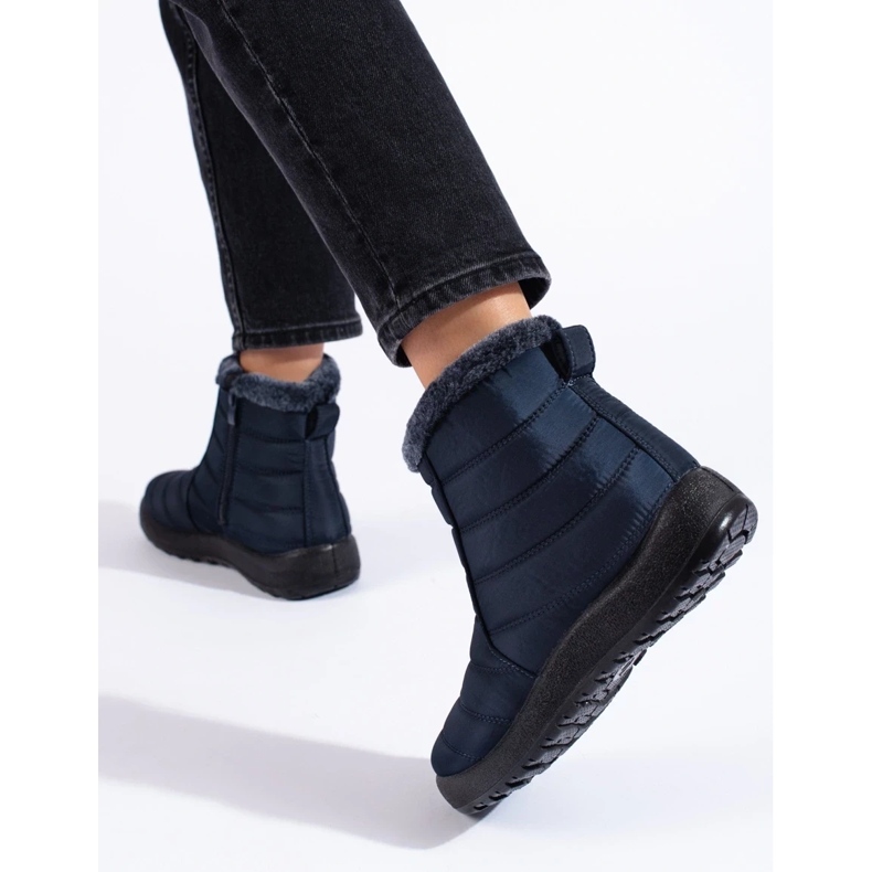 W. Potocki Botas de neve femininas azul marinho acima do tornozelo da Potocki 2