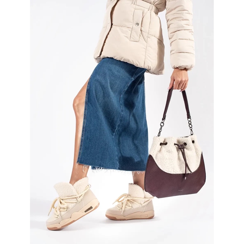 Seastar Botas de neve femininas bege com sola grossa 1