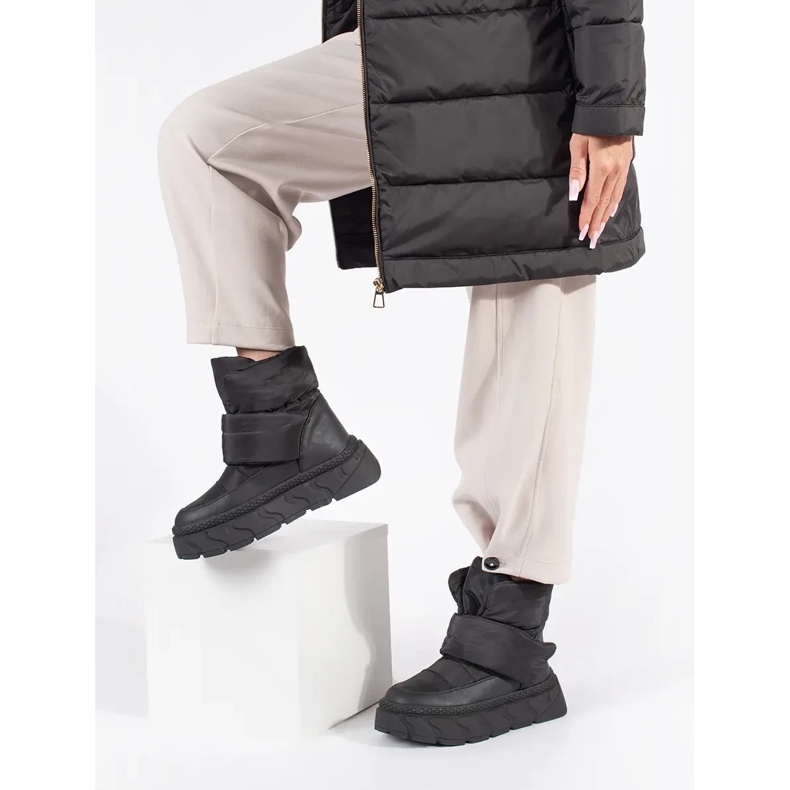 Seastar Botas de neve femininas com isolamento preto e sola grossa 2