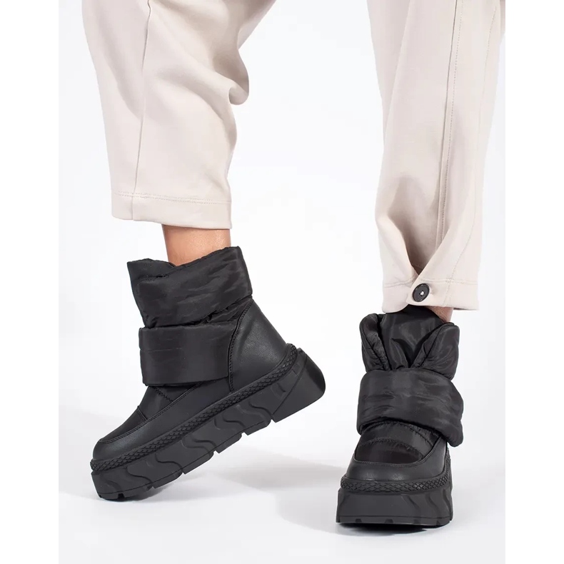 Seastar Botas de neve femininas com isolamento preto e sola grossa 1