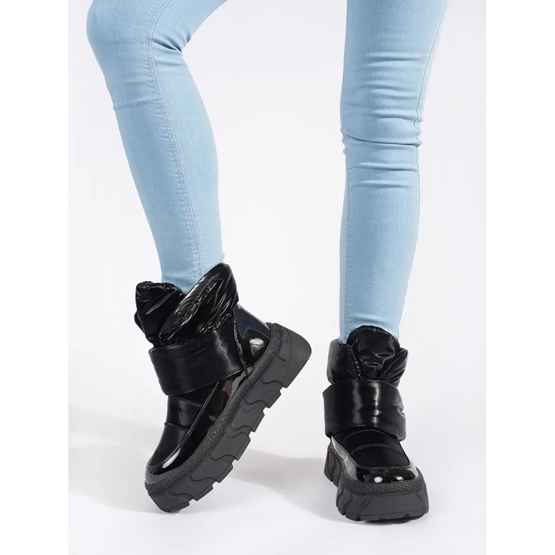 Seastar Botas de neve femininas com isolamento preto e sola grossa 1