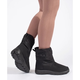 Botas de neve femininas pretas e confortáveis ​​com isolamento preto 2
