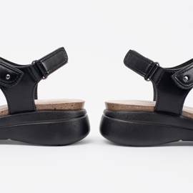 Goodin Sandálias pretas femininas confortáveis preto 1